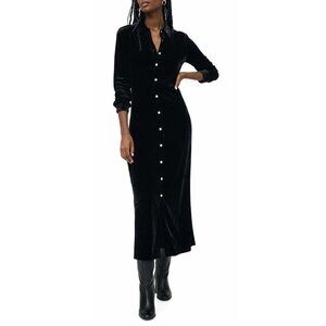 Faherty Stretch Silk Velvet Maxi Shirt Dress